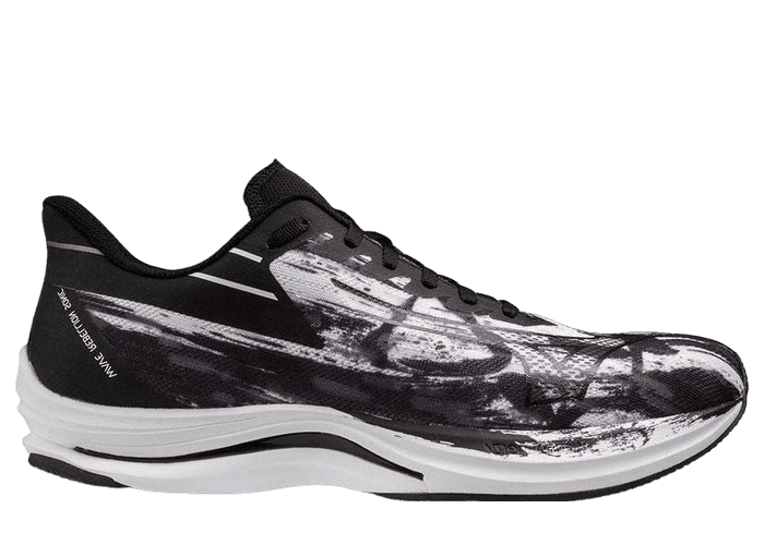 Mizuno Wave Rebellion Sonic White Black Paint Stroke