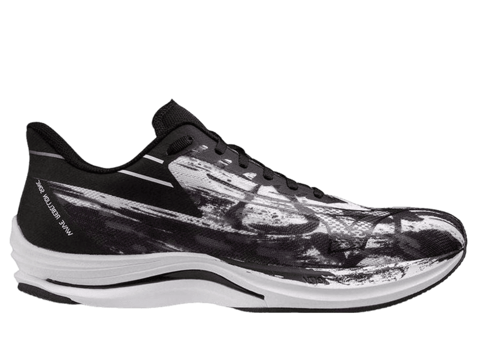 Mizuno Wave Rebellion Sonic White Black Paint Stroke