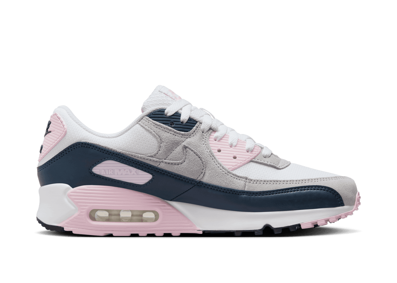Grey Air Max 90s Pink And White Women's Shoes Nike Air Max 90 Mesh