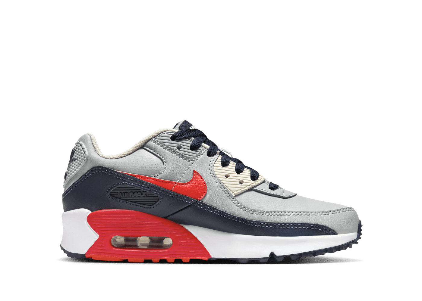 Nike Air Max 90 Leather 'Light Smoke Bright Crimson' (GS)