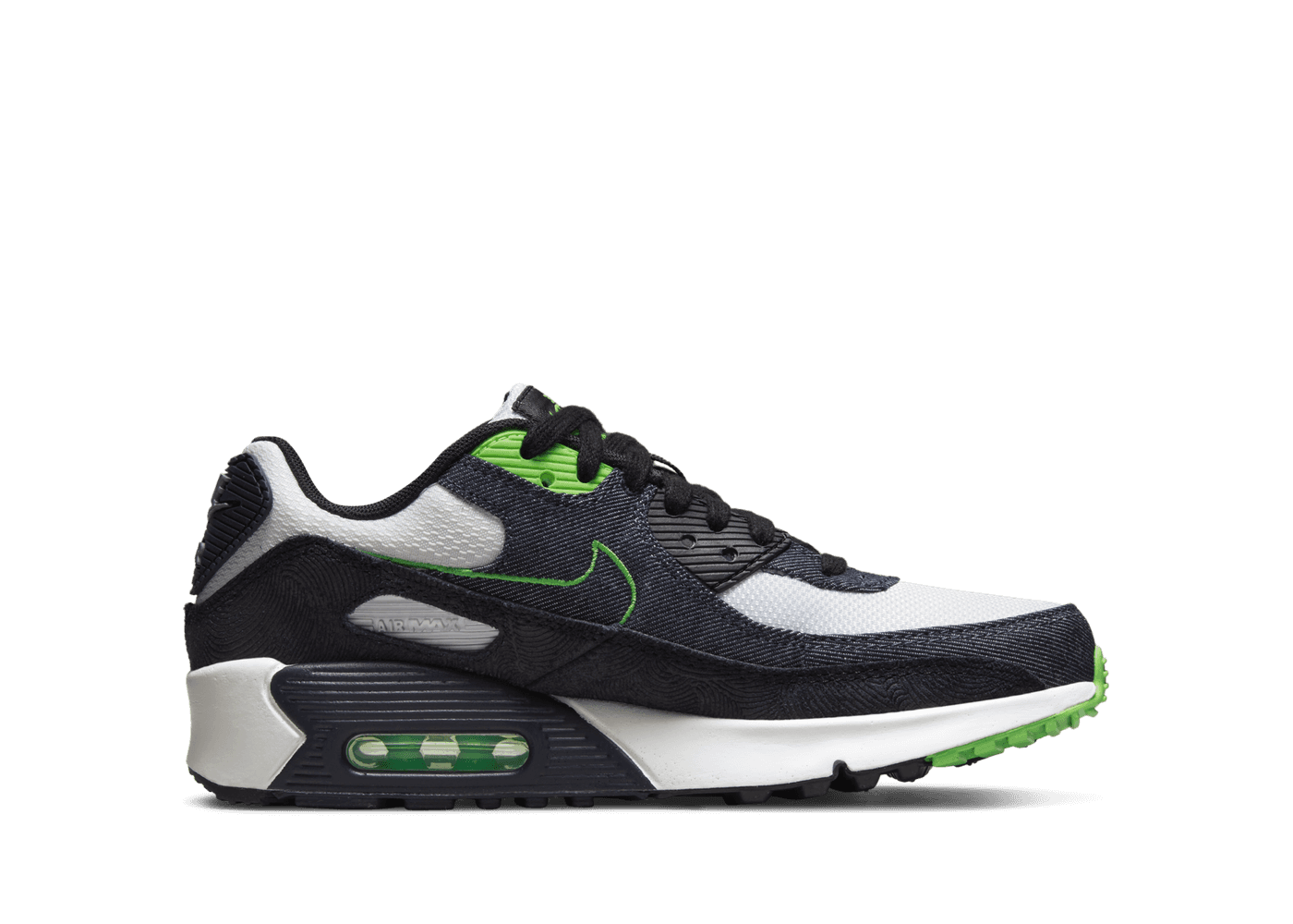 Nike Air Max 90 Leather SE 'Black Scream Green' (GS)