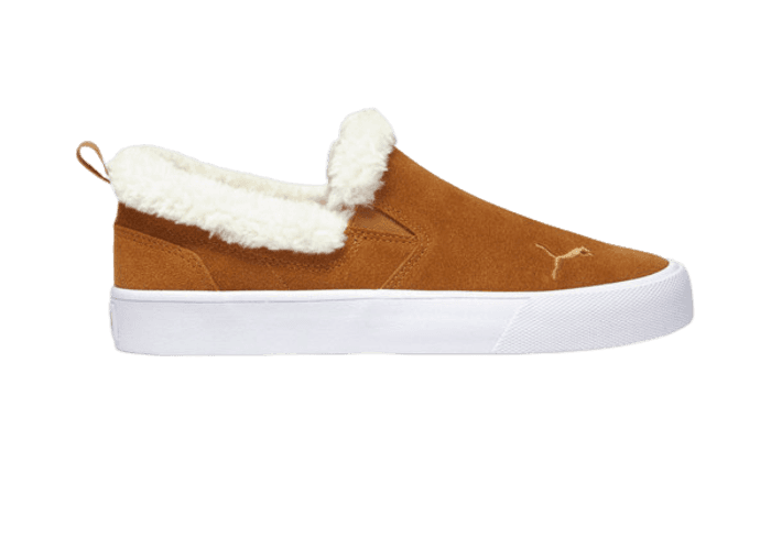 PUMA Bari Comfort Sherpa Slip-On in Desert Tan/Whisper White