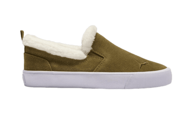 PUMA Bari Comfort Sherpa Slip-On in Wild Willow/White