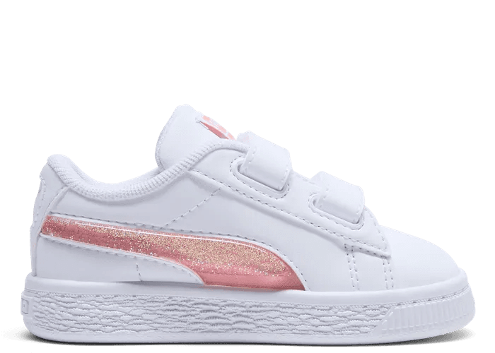 PUMA Basket Glitter s' Sneakers in White (TD)