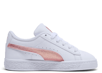 PUMA Basket Glitter Sneakers in White (PS)
