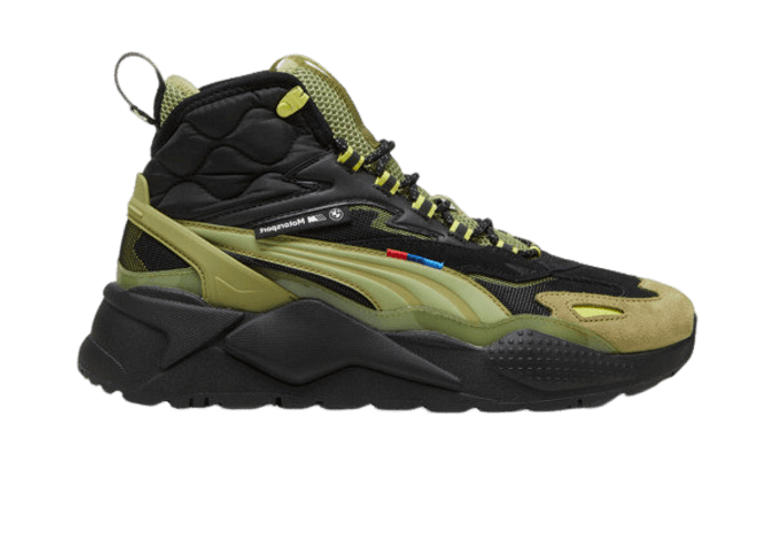 m PUMA BMW M Motorsport RS-X Mid Sneakers in Black/Calming Green