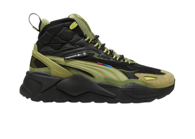 PUMA BMW M Motorsport RS-X Mid Sneakers in Black/Calming Green