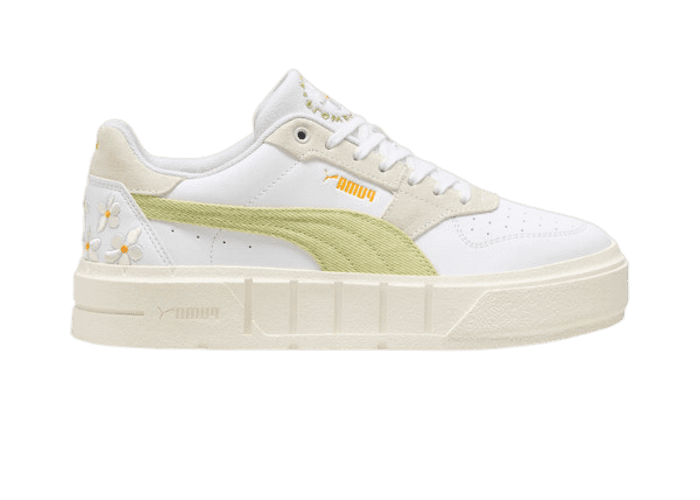 PUMA Cali Court Embroidery Sneakers Women in Pistachio Green/Warm White