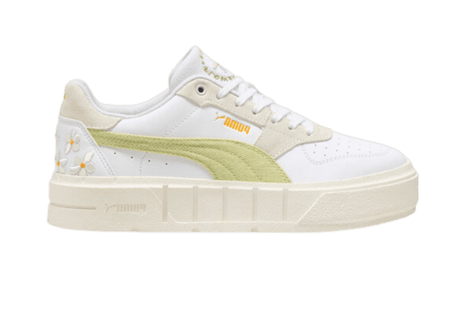 PUMA Cali Court Embroidery Sneakers Women in Pistachio Green/Warm White