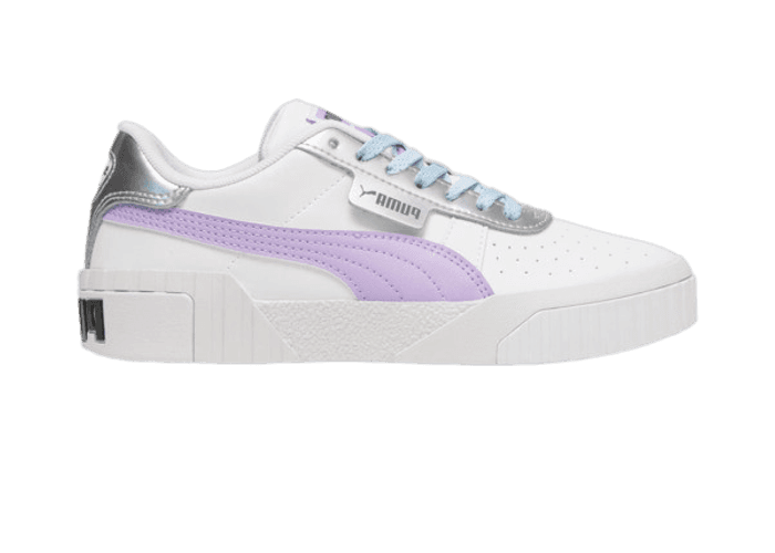 PUMA Cali Frozen Over Sneakers in White/Vivid Violet/Silver (GS)