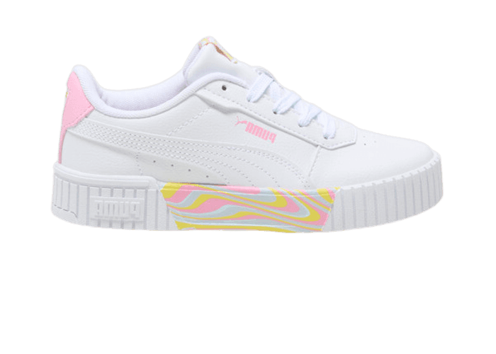 PUMA Carina 2.0 Endless Summer Sneakers in White/Pink Lilac/Lemon Meringue (PS)