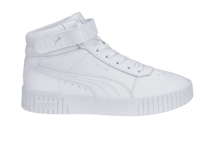 PUMA Carina 2.0 Mid Sneakers in White/Silver
