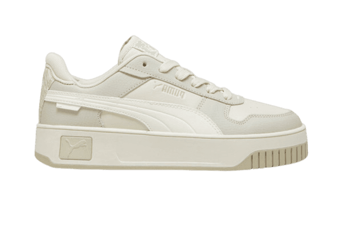 PUMA Carina Street Animal Fever Sneakers in Alpine Snow/Warm White/Desert Dust