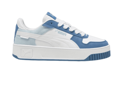 PUMA Carina Street Cord Sneakers in Blue Horizon/White/Frosted Dew (GS)