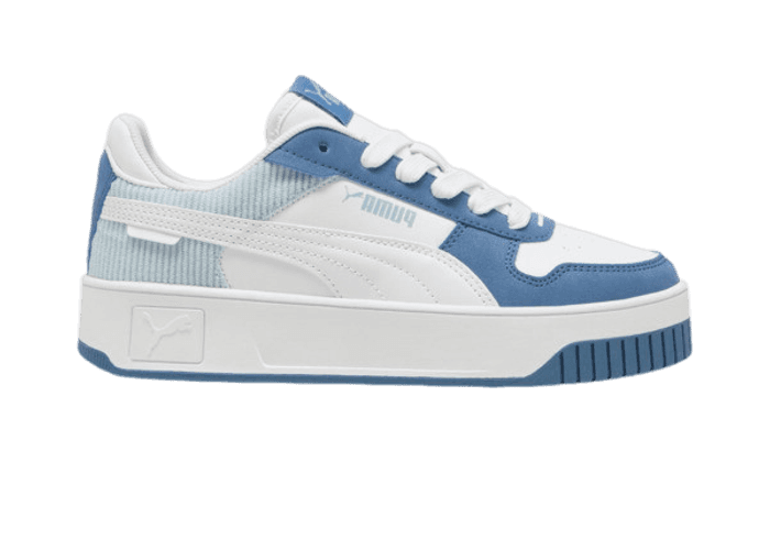 PUMA Carina Street Cord Sneakers in Blue Horizon/White/Frosted Dew (GS)