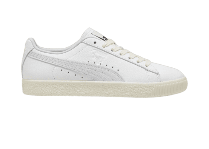 PUMA Clyde Leather Sneakers in White/Silver Mist/Frosted Ivory