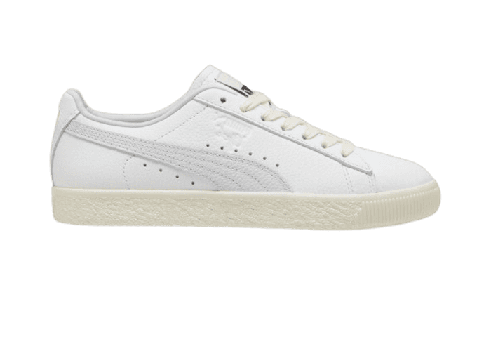 PUMA Clyde Leather Sneakers in White/Silver Mist/Frosted Ivory