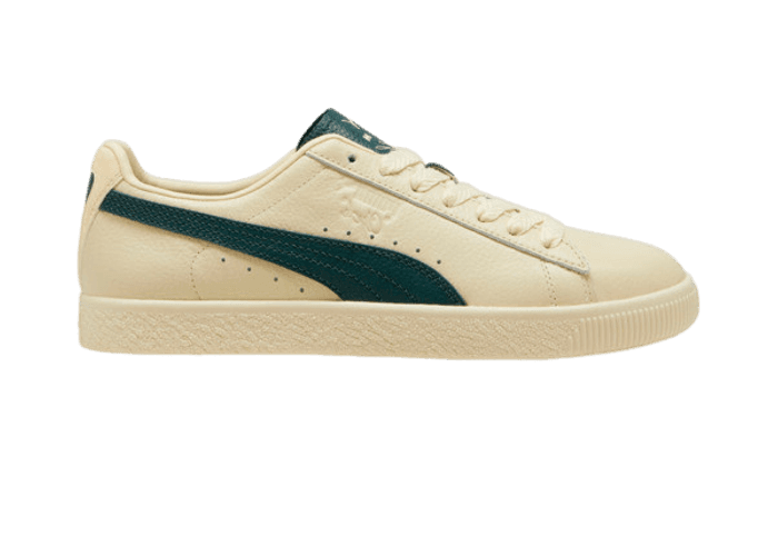 PUMA Clyde Players Lane Sneakers in Creamy Vanilla/Dark Myrtle