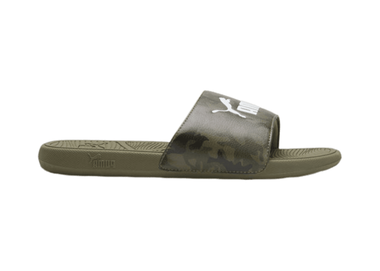 PUMA Cool Cat 2.0 Camo Slides in Dark Olive/Black/Deep Lichen Green