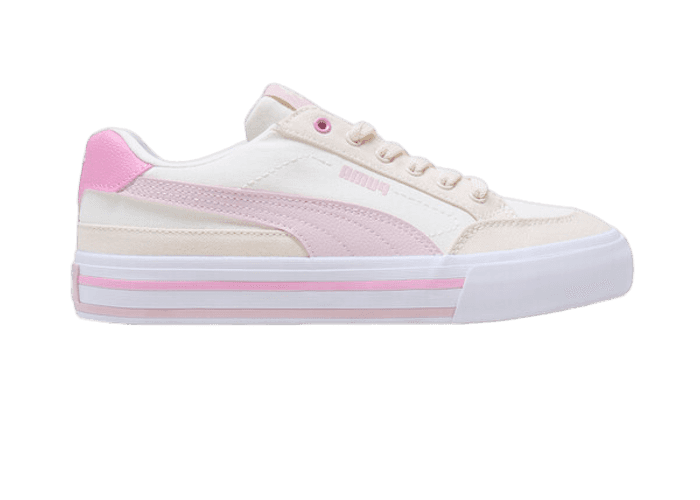 Cute 厚底 !! ☆PUMA X BUFFALO pink and white Classic leather PUMA - Women's White & Pink LEATHER Sports Trainers Athletic