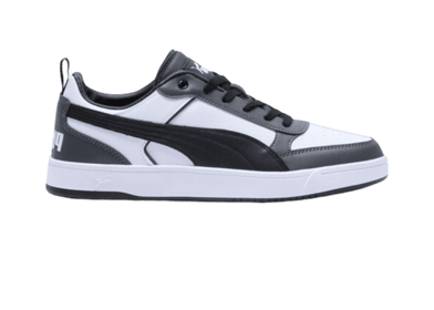 PUMA Dribble Sneakers in White/Black/Shadow Grey