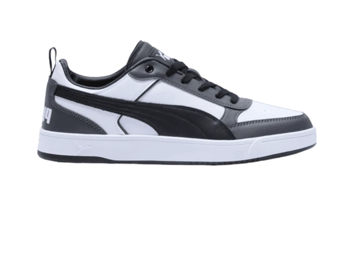 PUMA Dribble Sneakers in White/Black/Shadow Grey