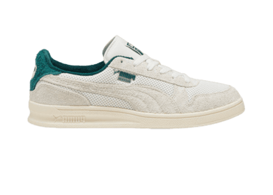 PUMA Indoor Mesh Sneakers in Warm White/Dark Myrtle