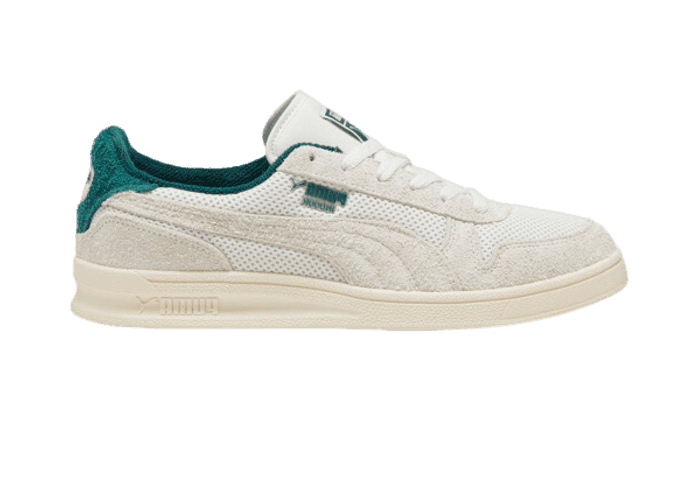 PUMA Indoor Mesh Sneakers in Warm White/Dark Myrtle