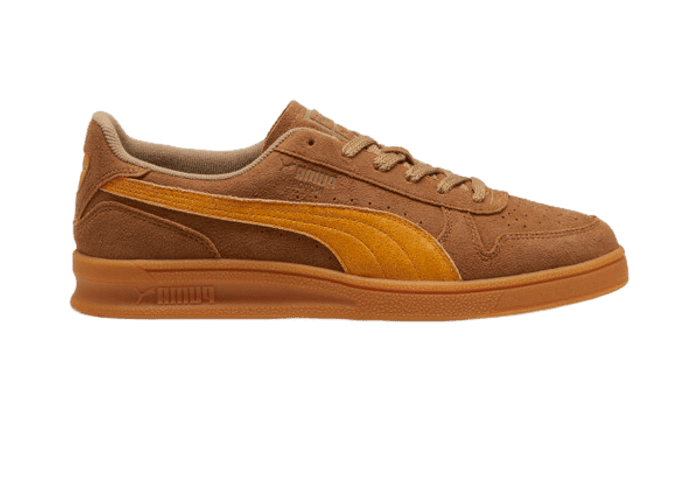 PUMA Indoor R-Suede Sneakers in Chocolate Chip/Sport Yellow