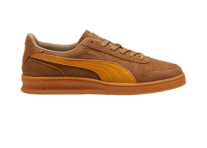 PUMA Indoor R-Suede Sneakers in Chocolate Chip/Sport Yellow