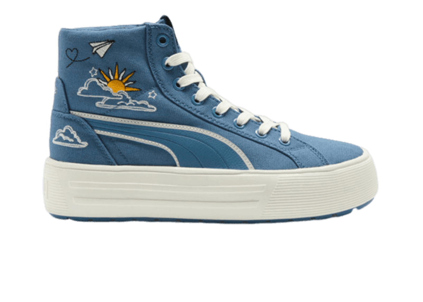 PUMA Kaia 2.0 Mid Novelty Sneakers in Blue Horizon/Frosted Ivory/White