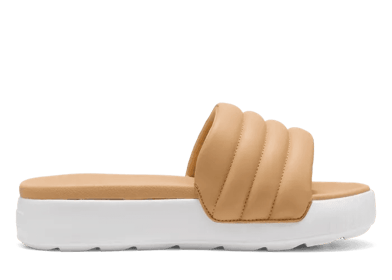 PUMA Karmen Puffy Slides in Warm Beige/White