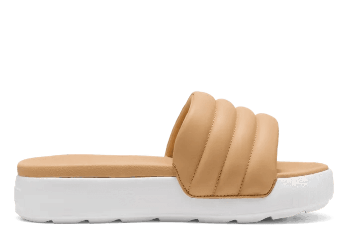 PUMA Karmen Puffy Slides in Warm Beige/White