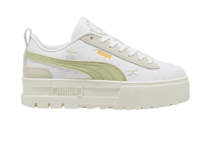 PUMA Mayze Embroidery Sneakers Women in White/Pistachio