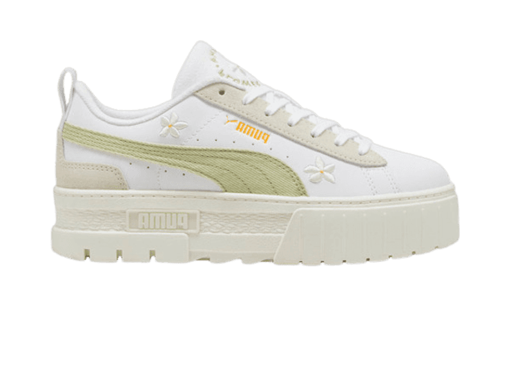 PUMA Mayze Embroidery Sneakers Women in White/Pistachio Green