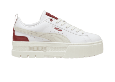 PUMA Mayze Leather Sneakers in White/Intense Red