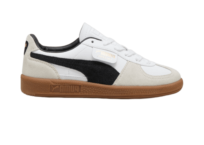 PUMA Palermo Leather Sneakers in White/Vapor Grey/Gum (GS)