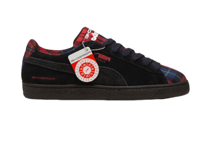PUMA Porsche Legacy Suede Classic Tartan Sneakers in Black/Redmazing
