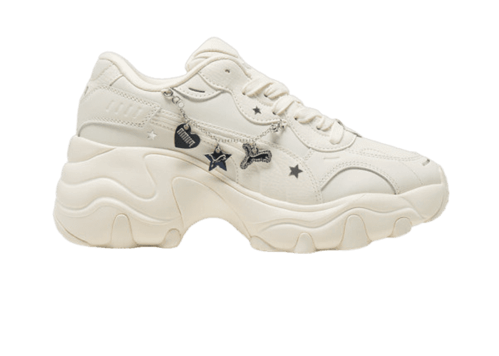 PUMA Pulsar Wedge Chain Sneakers in Frosted Ivory/Silver
