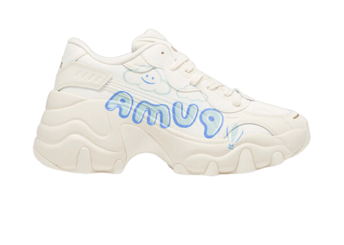 PUMA × SLY ♡ PULSAR WEDGE PUMA Pulsar Wedge Cloud Sneakers in Frosted Ivory/Silver Sky/Blue