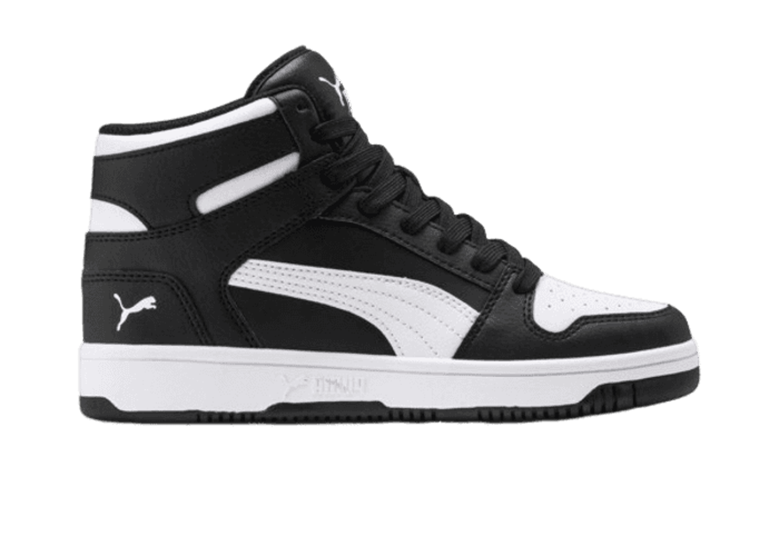 PUMA Rebound LayUp Mid Sneakers Big in Black/White (GS)