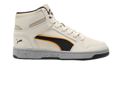 PUMA Rebound LayUp Nylon Sneakers in Alpine Snow/Black/Clementine