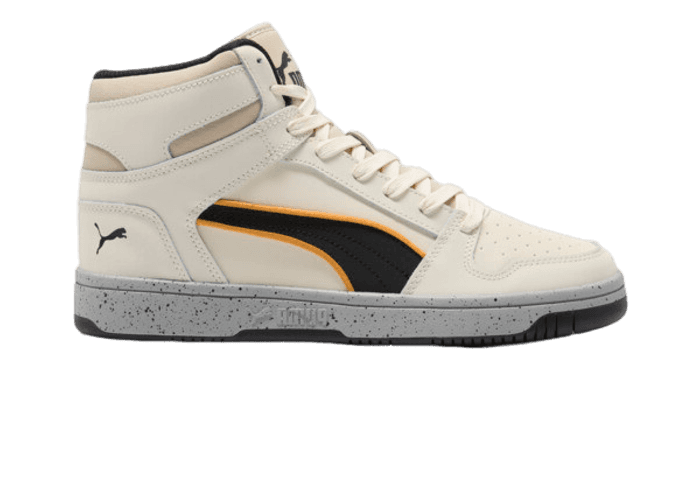 PUMA Rebound LayUp Nylon Sneakers in Alpine Snow/Black/Clementine