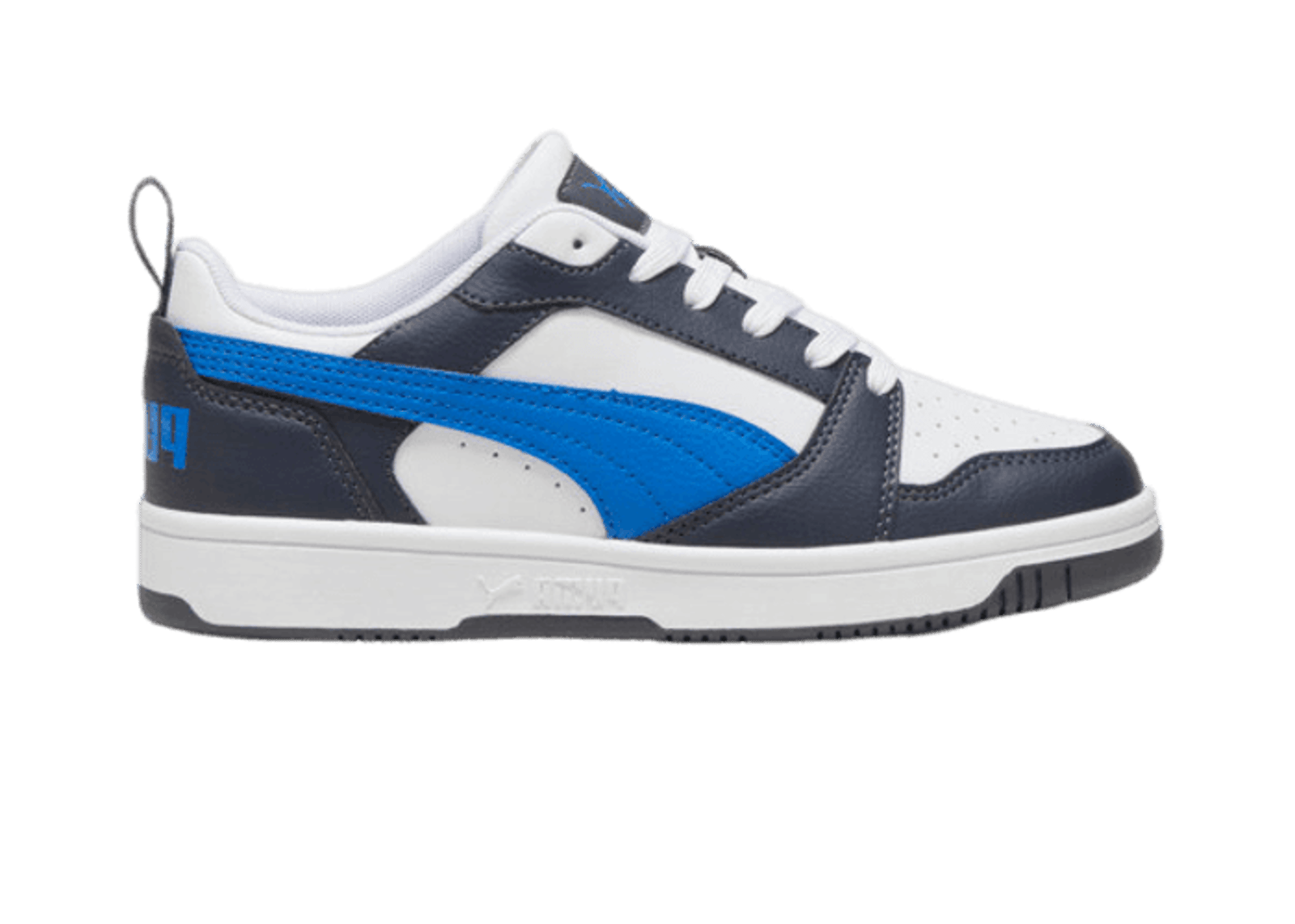 PUMA Rebound V6 Lo Sneakers in White/Hyperlink Blue/Galactic Grey (GS)