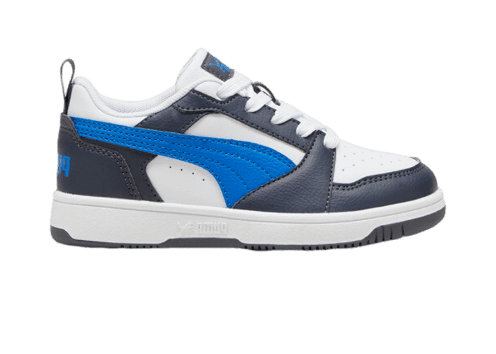 PUMA Rebound V6 Lo Sneakers in White/Hyperlink Blue/Galactic Grey (PS)