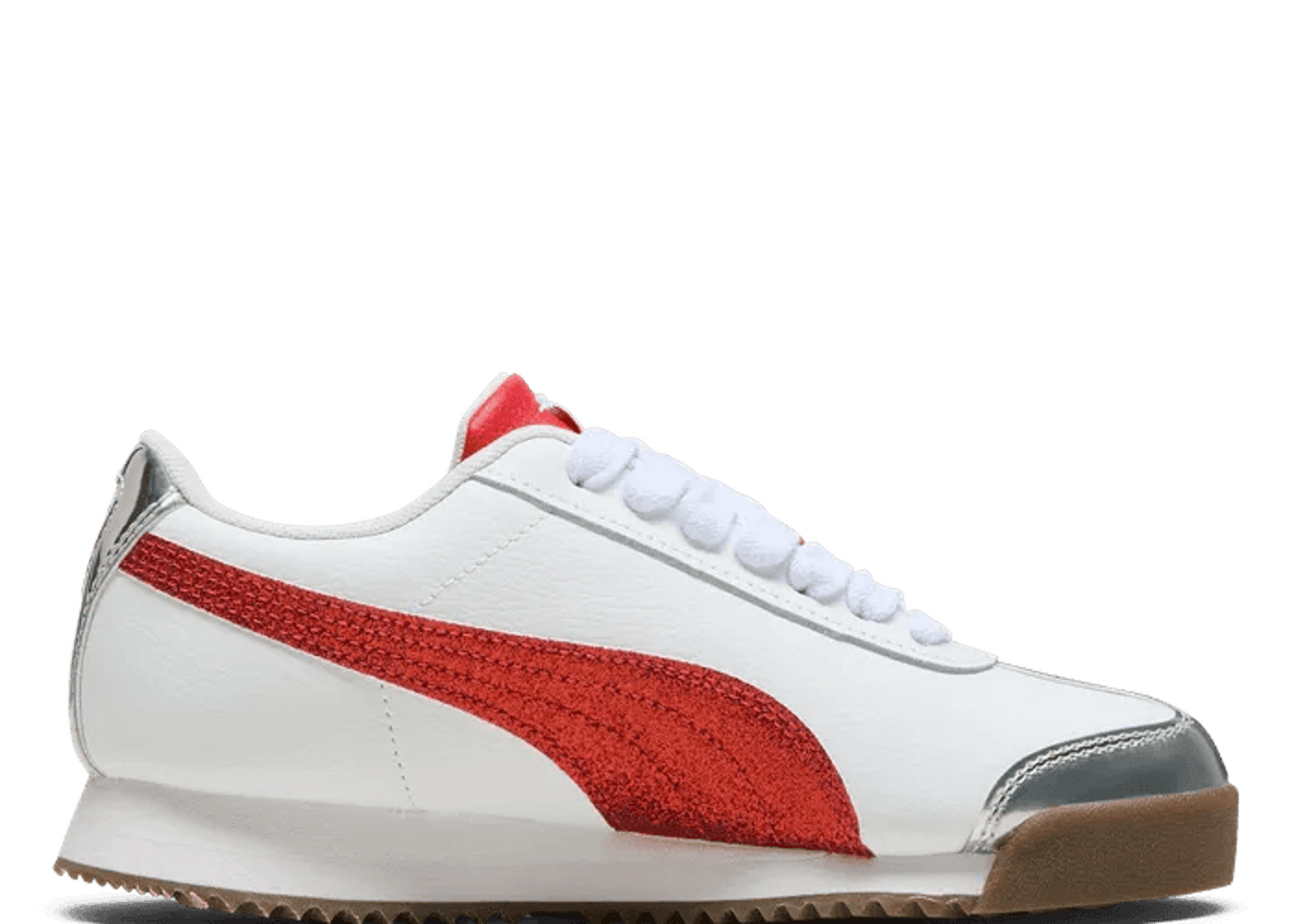 PUMA Roma 24 Holiday Glitz Sneakers in White/For All Time Red/Silver (GS)