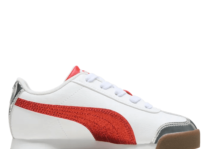 PUMA Roma 24 Holiday Glitz Sneakers in White/For All Time Red