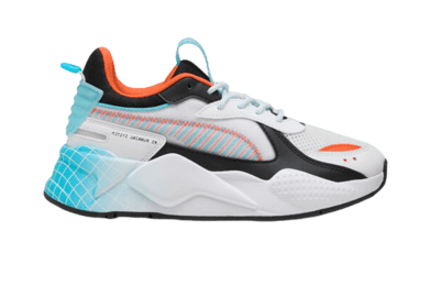 PUMA RS-X Artificial Friends Sneakers in White/Bright Aqua (GS)