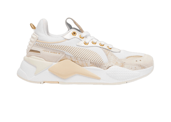 PUMA RS-X Glimmer Sneakers in White/Gold/Warm White