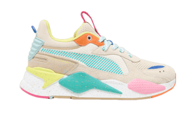PUMA RS-X Suede Multi Sneakers in Alpine Snow/Prairie Tan/Rickie Orange